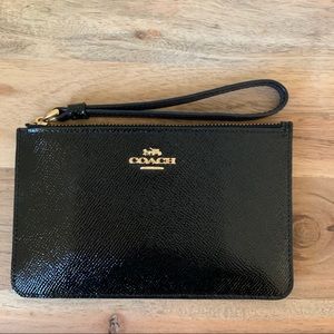 Coach Black Patent Pebble Leather Wristlet
